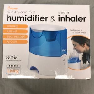 CRANE 2–in—One Warm Mist Humidifier & Steam Inhaler—New Open Box